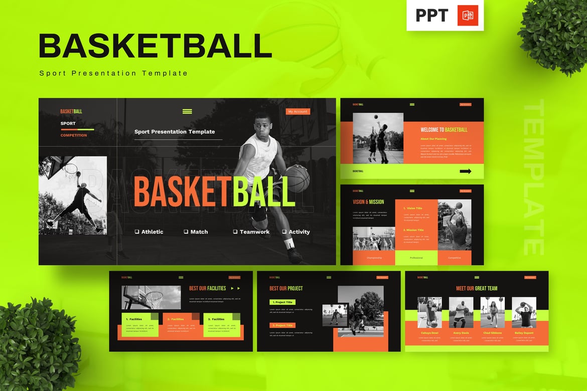 Template Presentasi PowerPoint Basket yang Dinamis dan Menarik