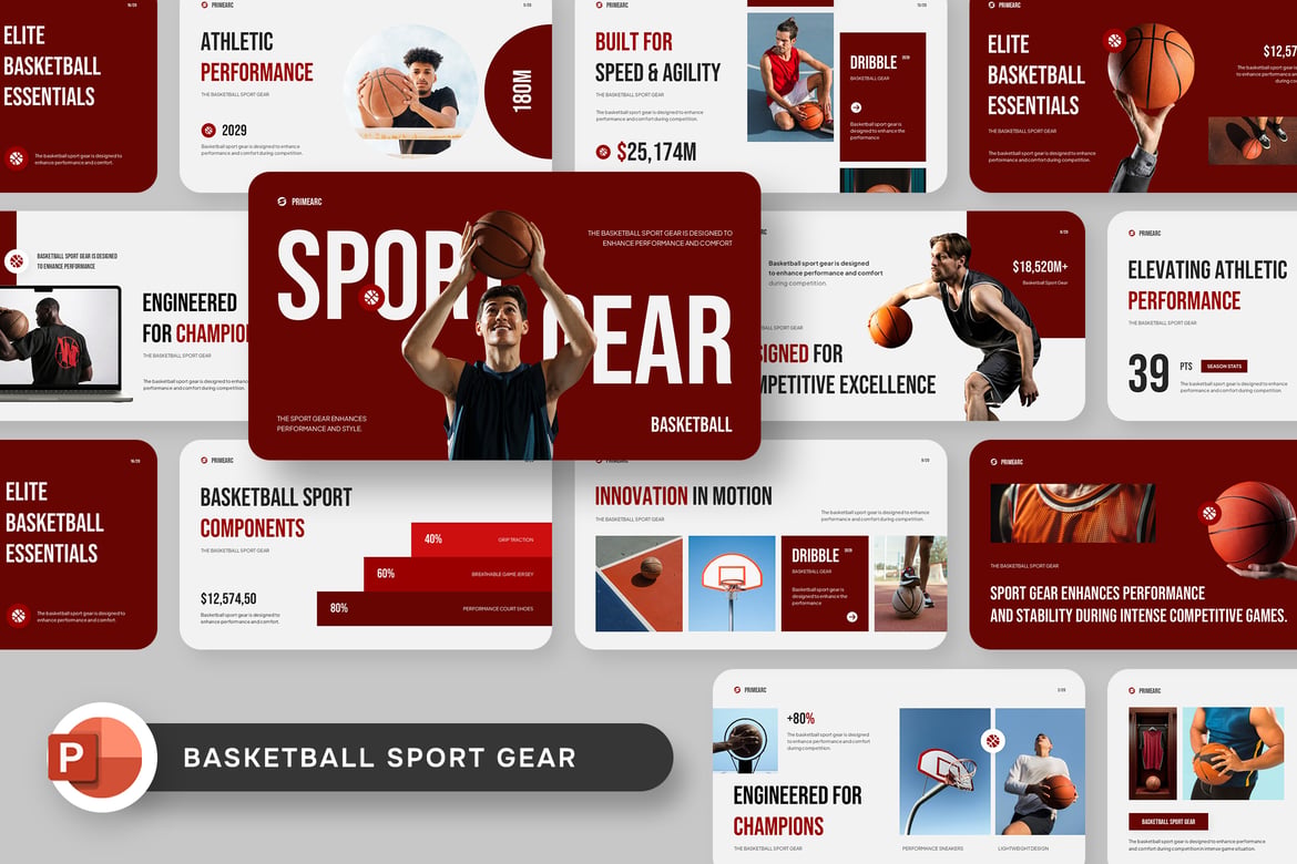 Template Presentasi PowerPoint Olahraga Basket yang Dinamis dan Menarik