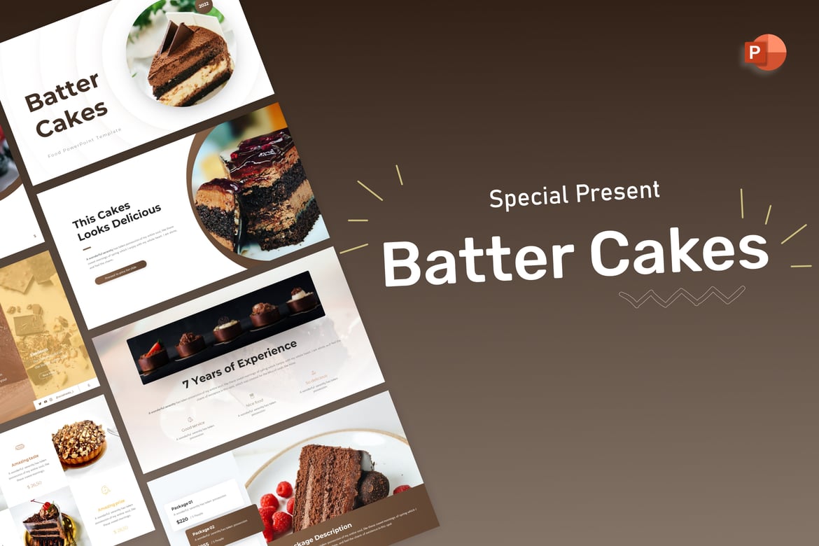 Template Presentasi PowerPoint Kue Batter yang Menarik