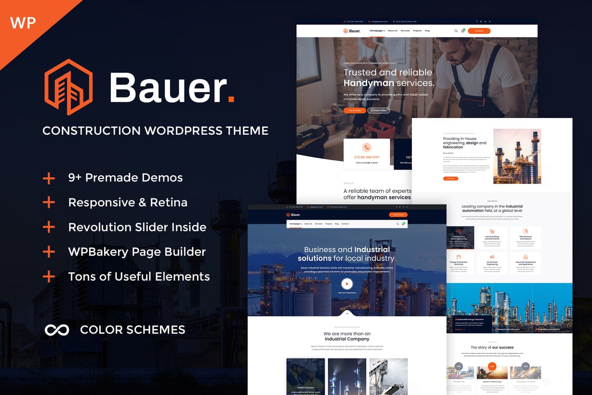 Bauer - Tema WordPress Konstruksi dan Industri yang Responsif
