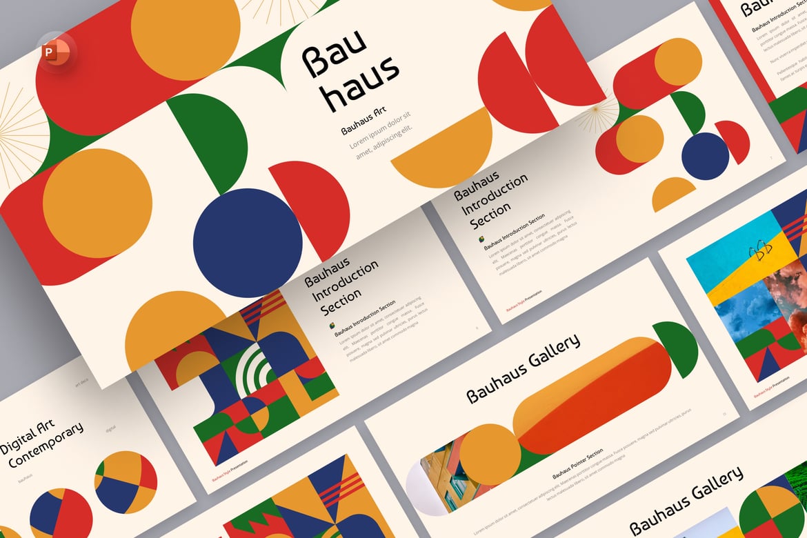 Template PowerPoint Seni Bauhaus yang Menarik