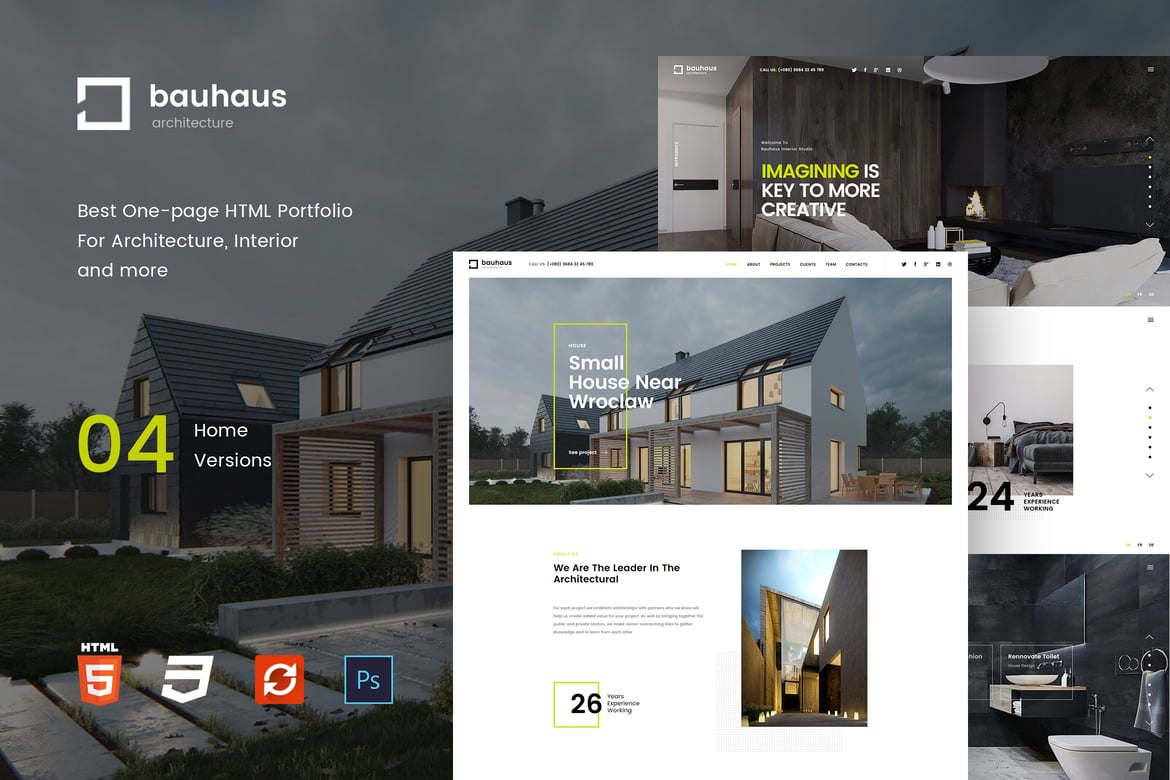 Bauhaus - Template Web Landing Page untuk Arsitektur & Interior yang Modern