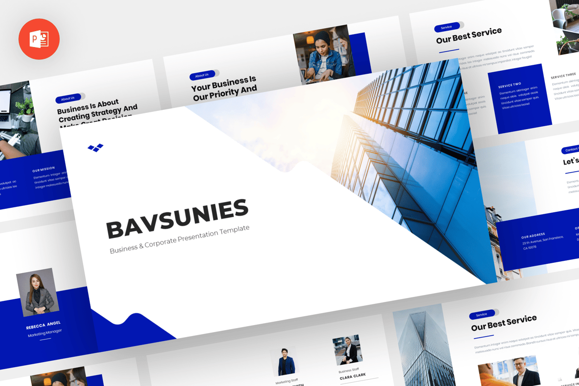 Template Powerpoint Bisnis Bavsunies - Desain Modern dan Profesional