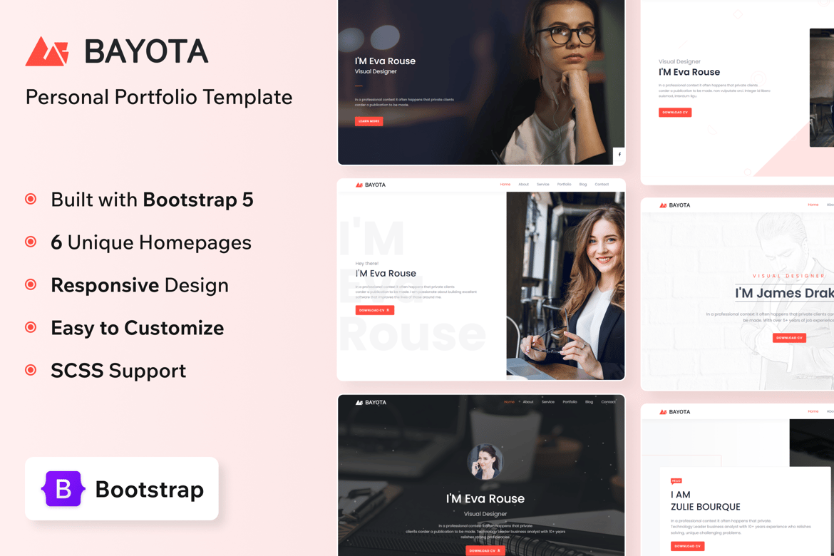 Bayota - Template Website Pribadi dan Portofolio Responsif yang Elegan