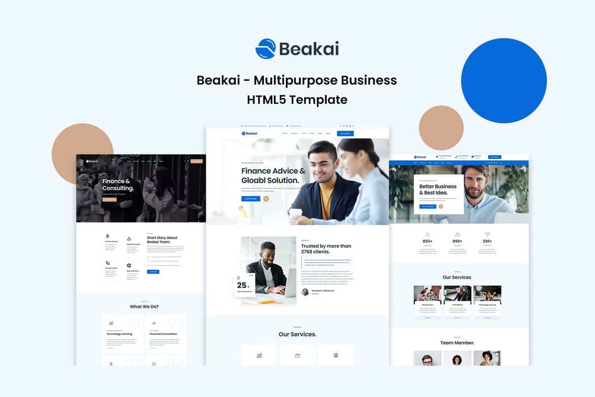 Beakai - Template Website Bisnis dan Keuangan yang Modern