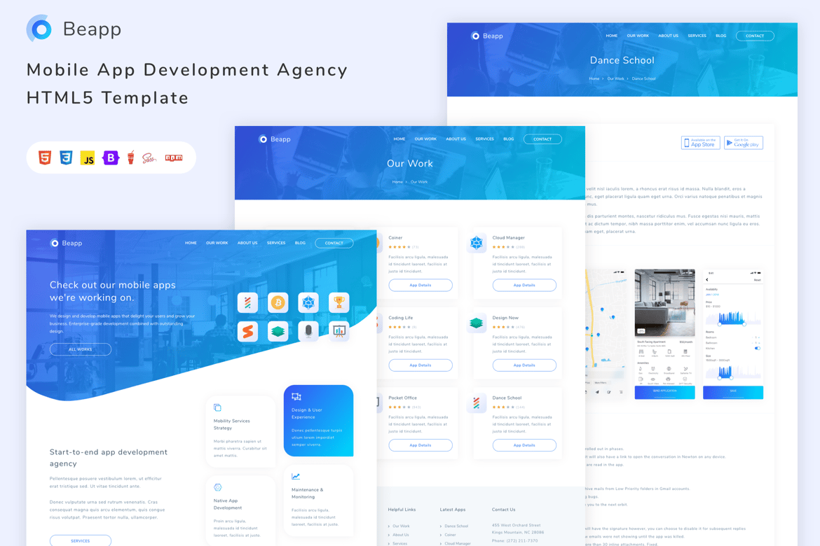 Template Website HTML5 untuk Agensi Pengembangan Aplikasi Mobile Beapp