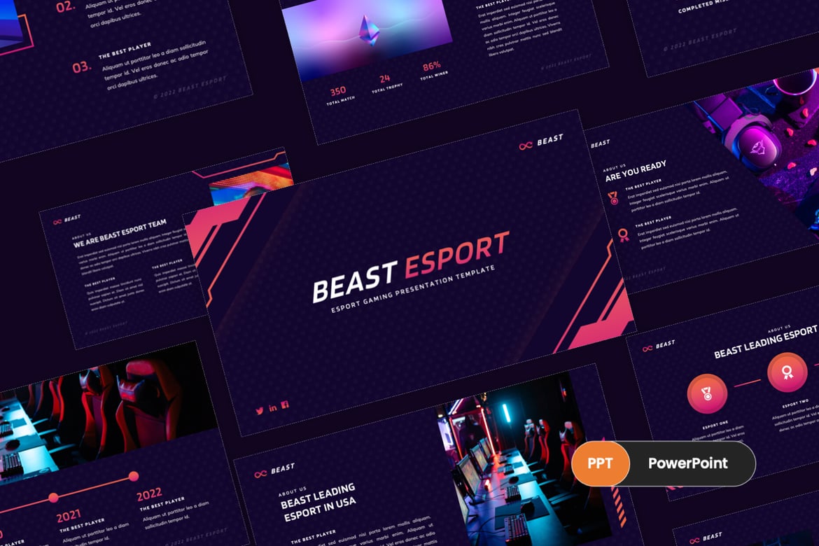 Beast - Template PowerPoint E-Sport Gaming yang Menarik