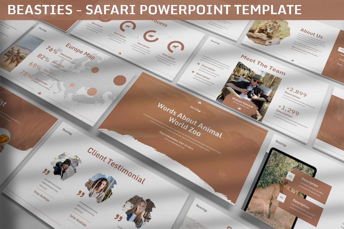 Template Powerpoint Beasties - Petualangan Safari yang Menarik