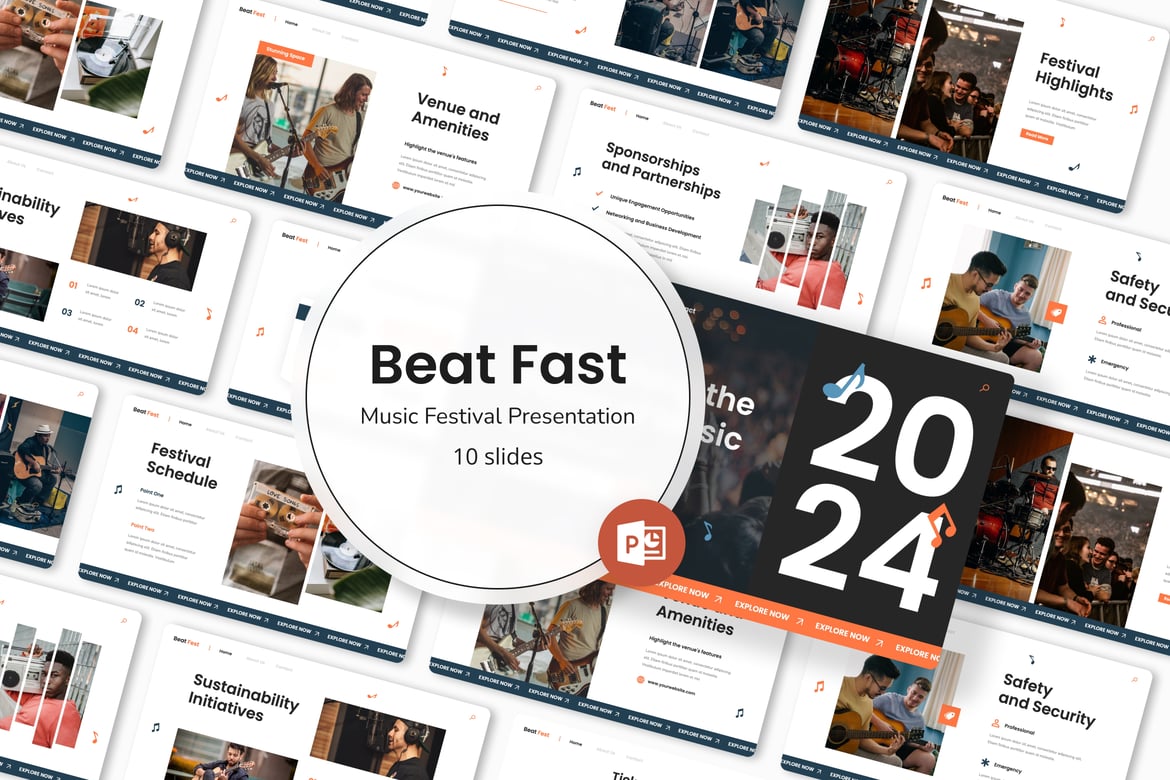 Beat Fest - Template PowerPoint Festival Musik yang Mengagumkan