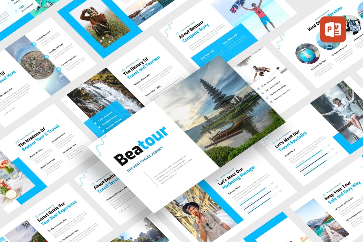 Template PowerPoint Pariwisata Pantai yang Menarik - Beatour