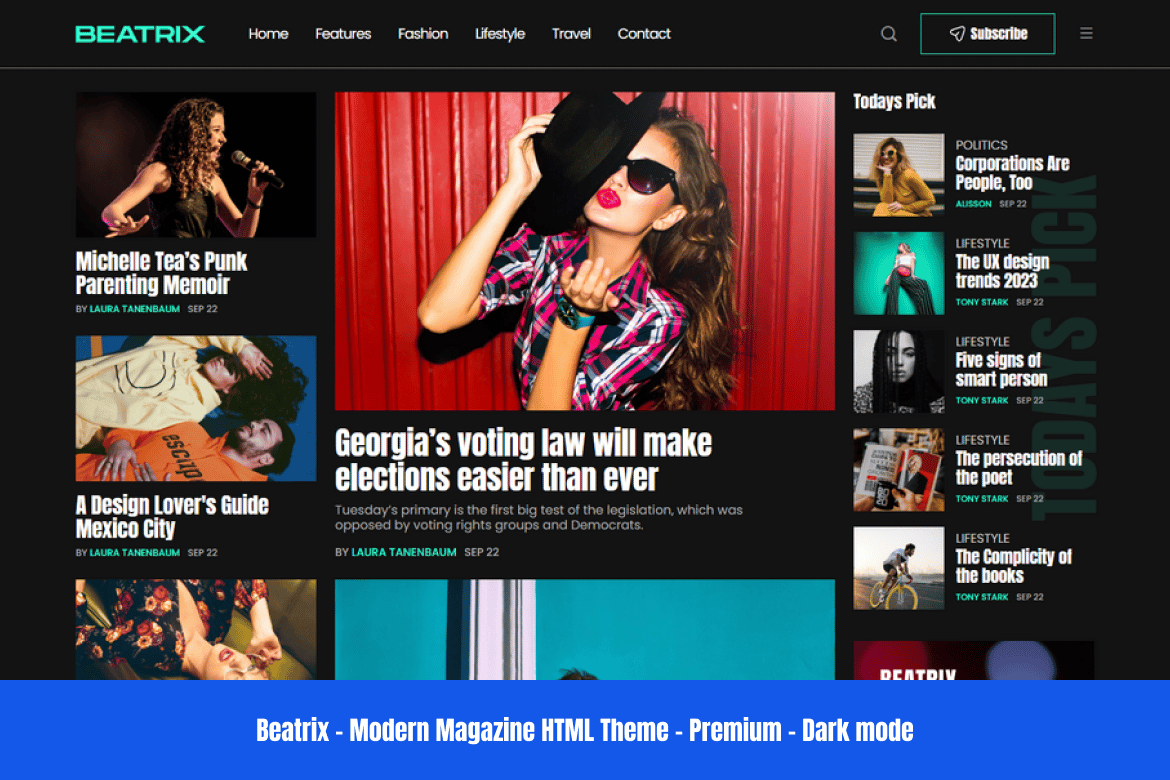 Beatrix - Template Website Majalah Modern dan Responsif
