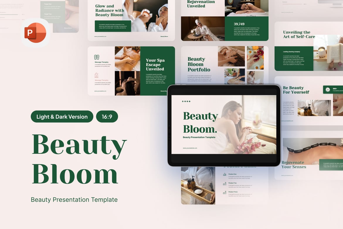 Template Presentasi PowerPoint Beauty Bloom Spa yang Menawan