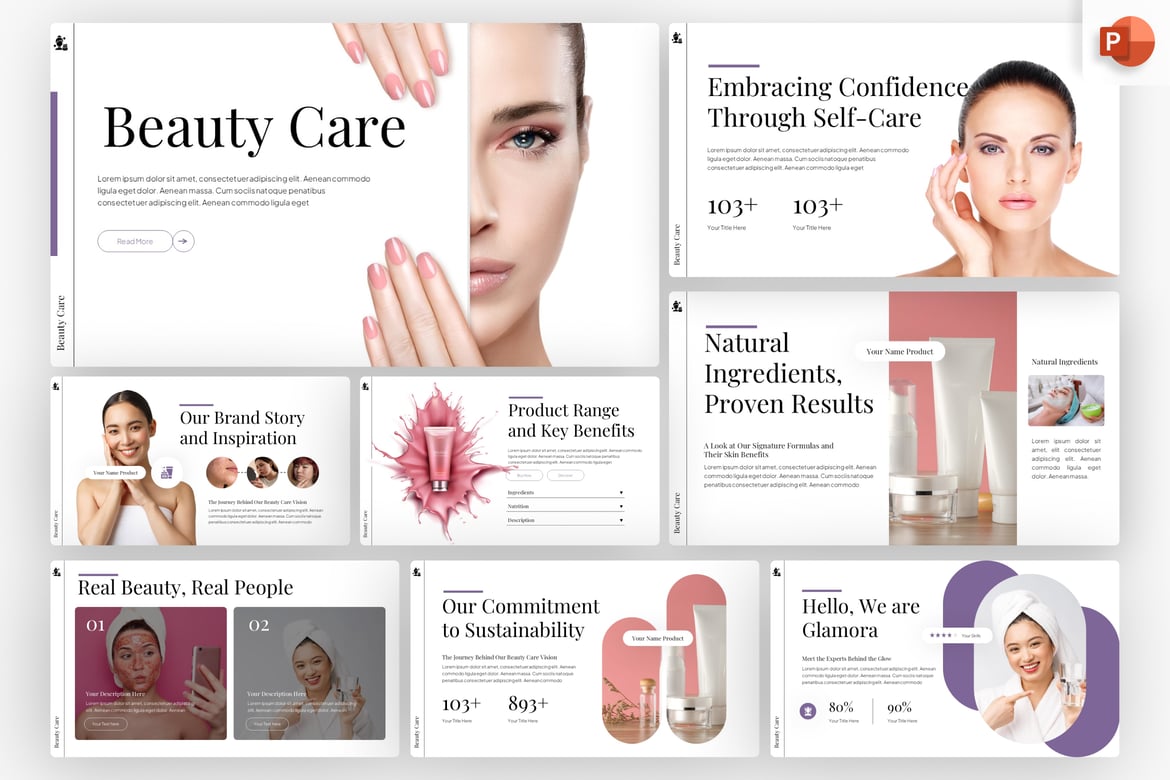 Template PowerPoint Perawatan Kecantikan yang Elegan dan Modern