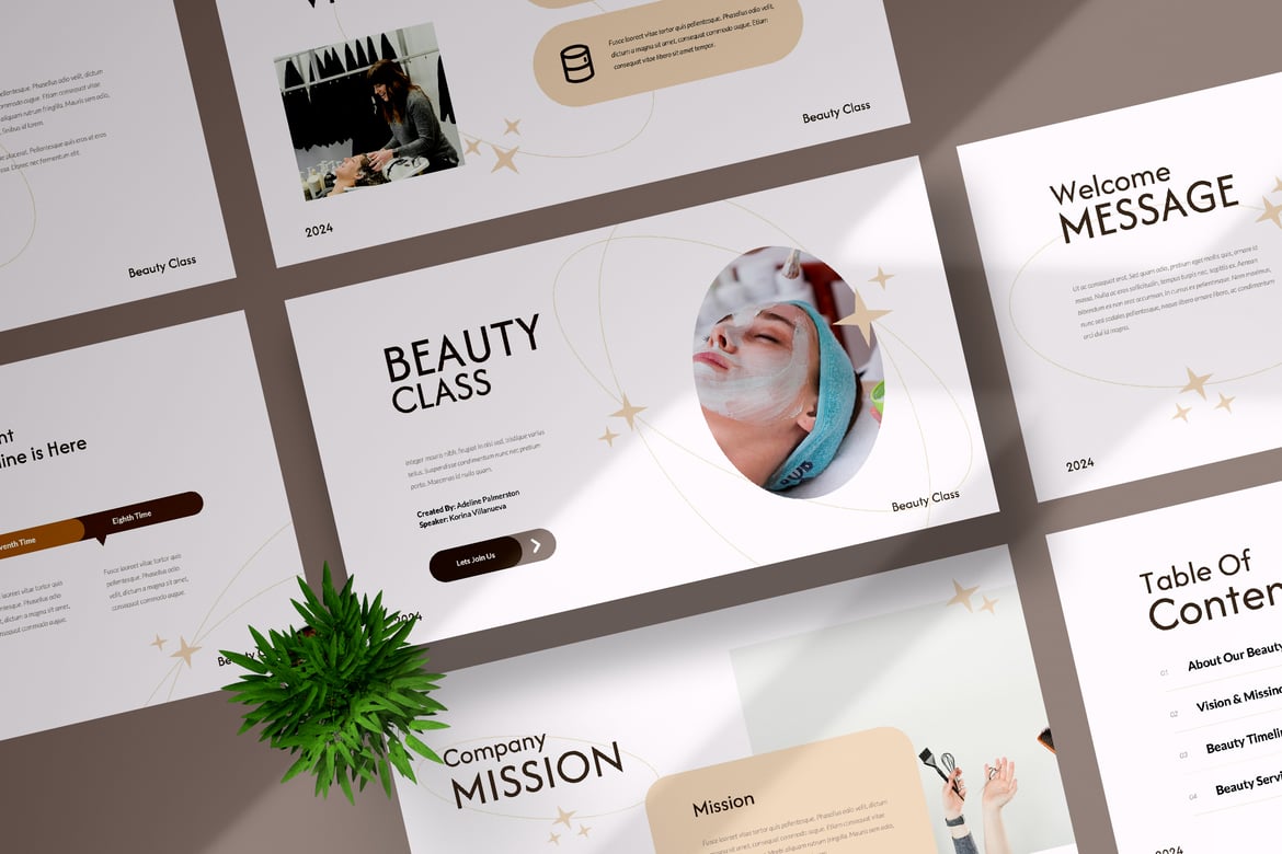 Template PowerPoint Kelas Kecantikan yang Modern dan Profesional