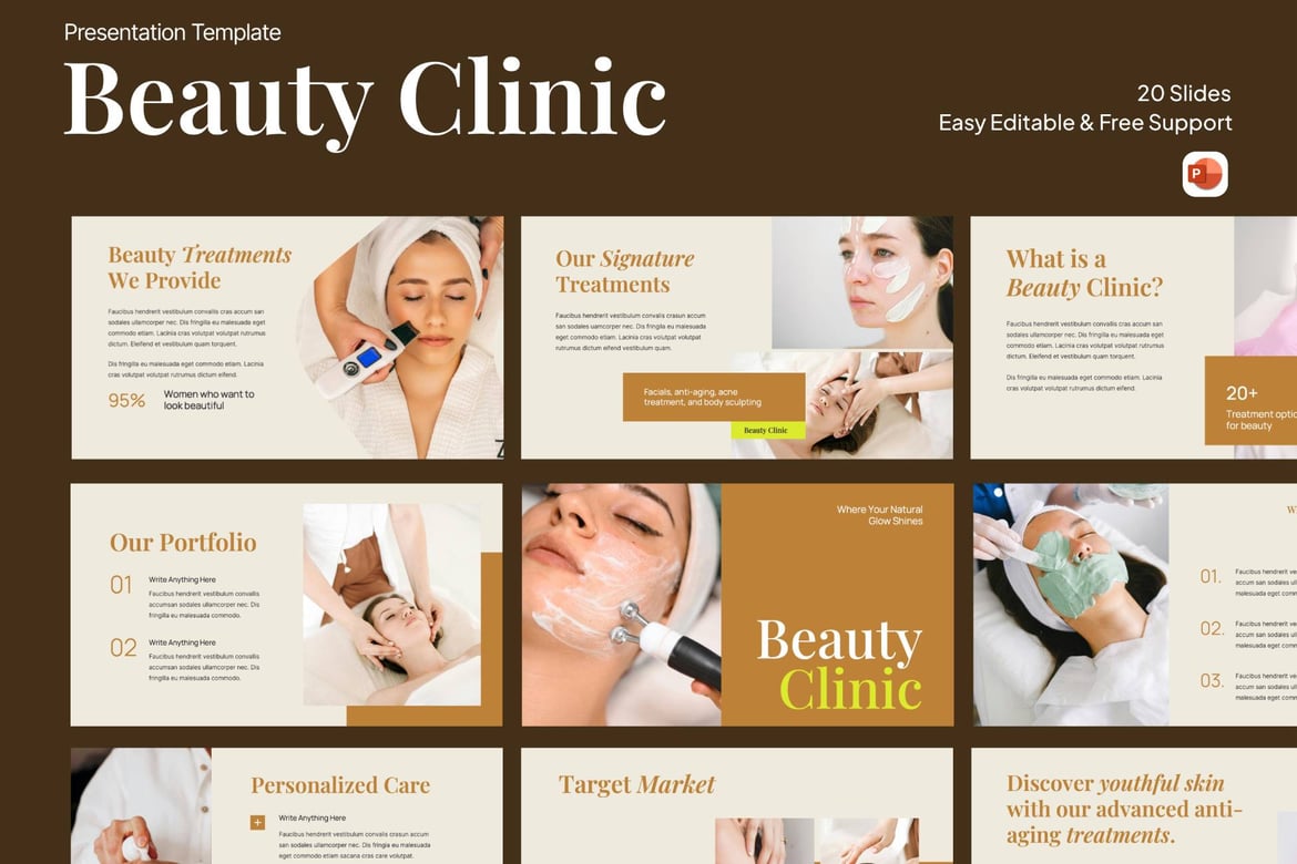 Template PowerPoint Klinik Kecantikan yang Menawan