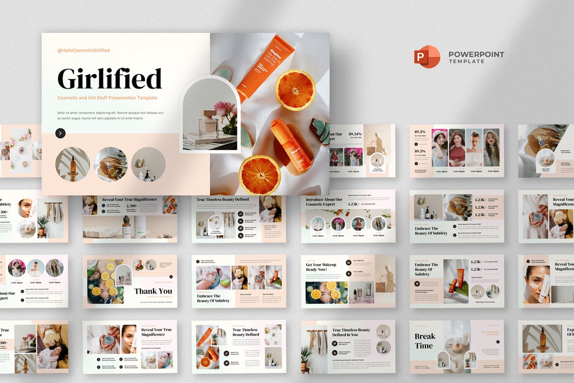 Template PowerPoint Kecantikan dan Kosmetik yang Menawan