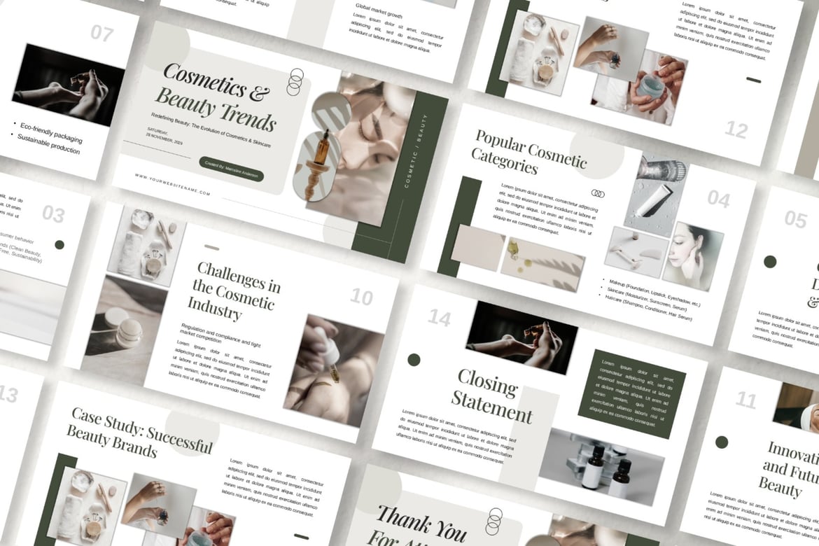 Template PowerPoint Kecantikan yang Elegan dan Modern