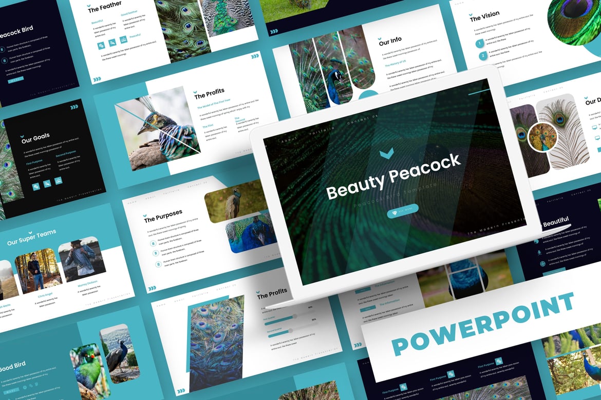 Template Powerpoint Beauty Peacock - Presentasi Menarik dan Profesional