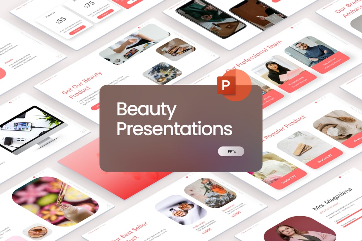 Template Presentasi PowerPoint Modern untuk Produk Kecantikan