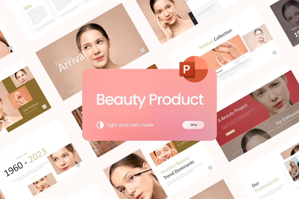 Template PowerPoint Modern untuk Produk Kecantikan yang Menarik