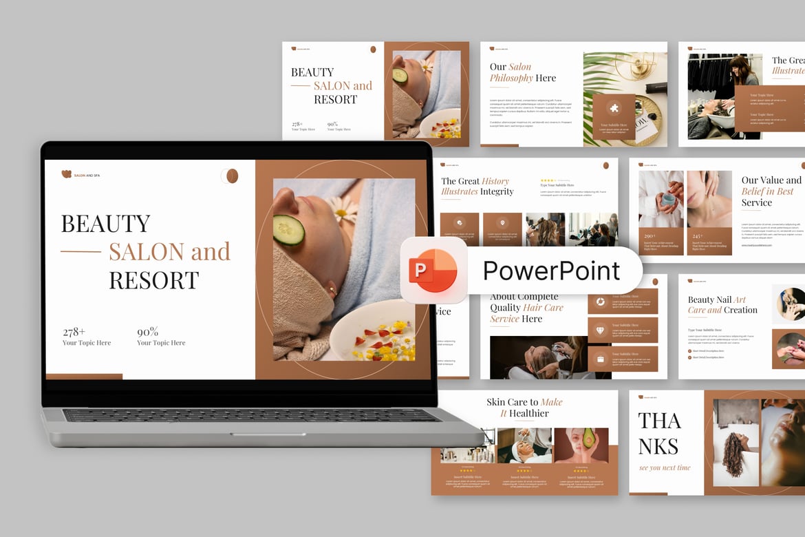 Template PowerPoint Salon Kecantikan dan Spa yang Menawan
