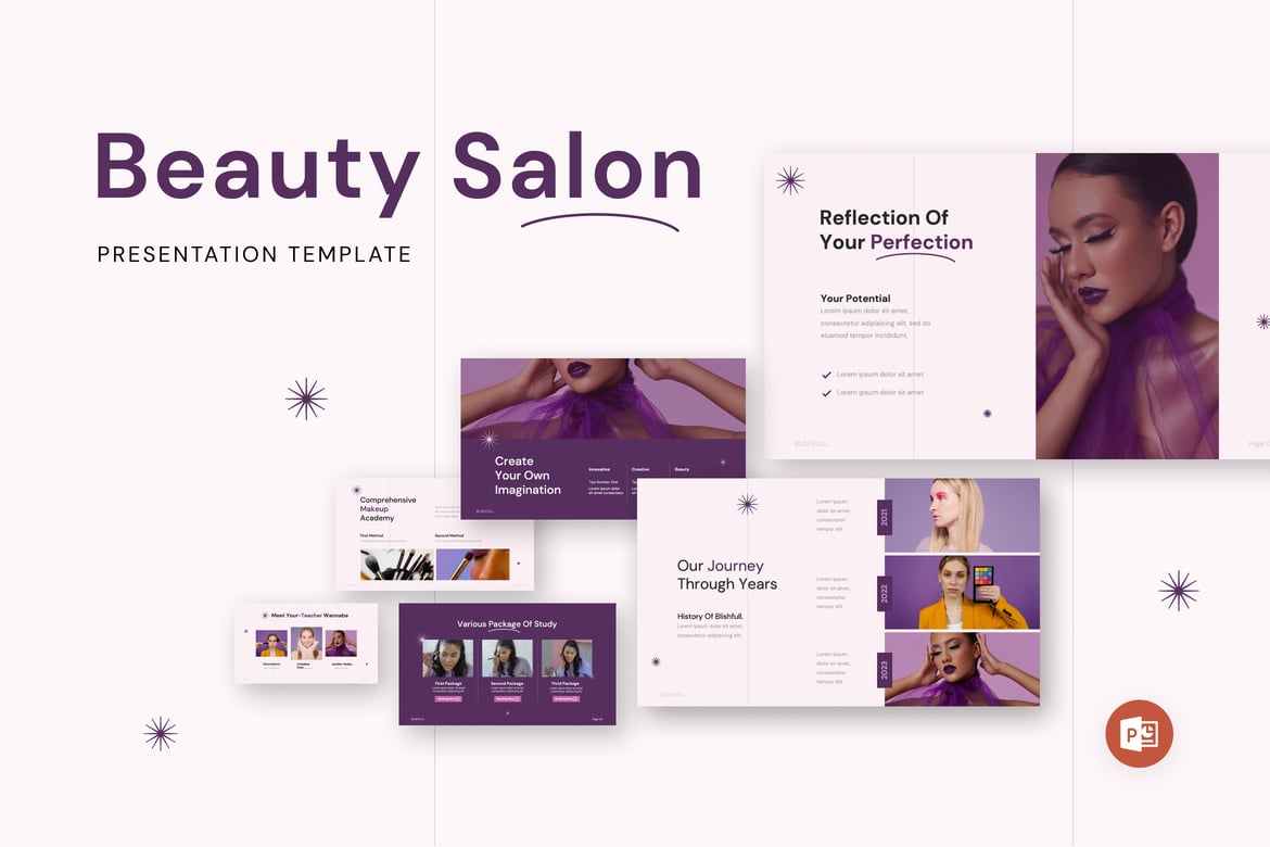 Template Presentasi Powerpoint Salon Kecantikan yang Elegan