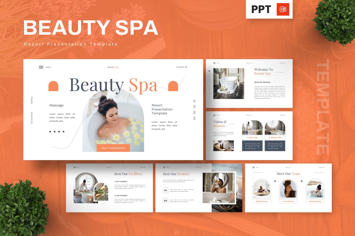 Template Powerpoint Spa Kecantikan dan Resor yang Menawan
