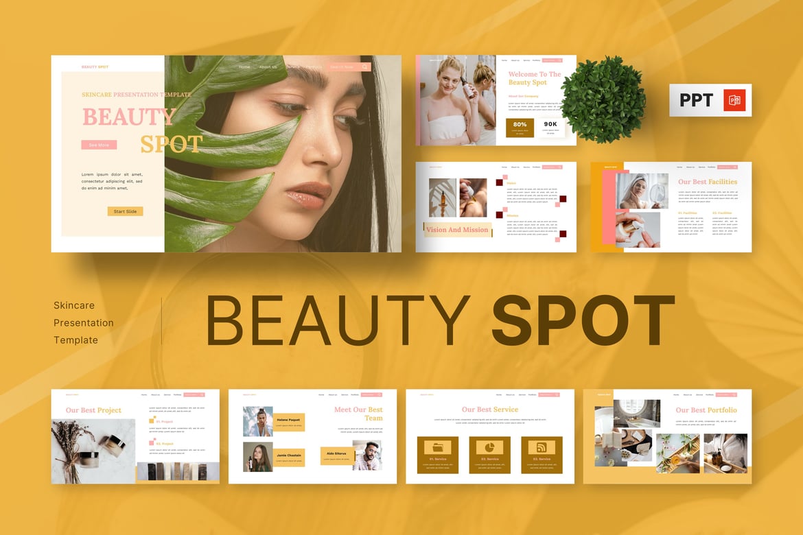 Template Powerpoint Skincare - Beauty Spot yang Menawan