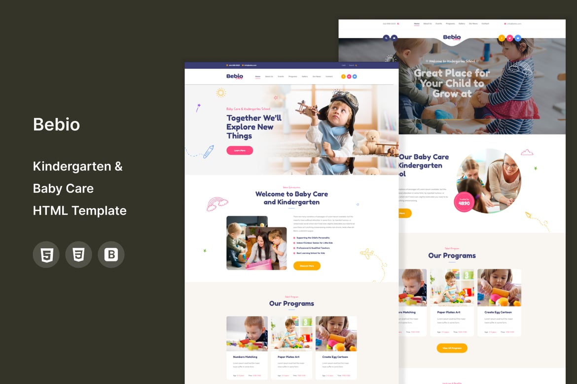 Bebio - Template Website untuk Pendidikan Anak Usia Dini dan Perawatan Bayi