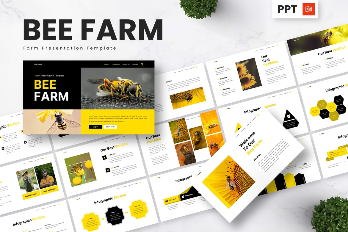 Template Presentasi Pertanian Bee Farm yang Menarik dan Profesional
