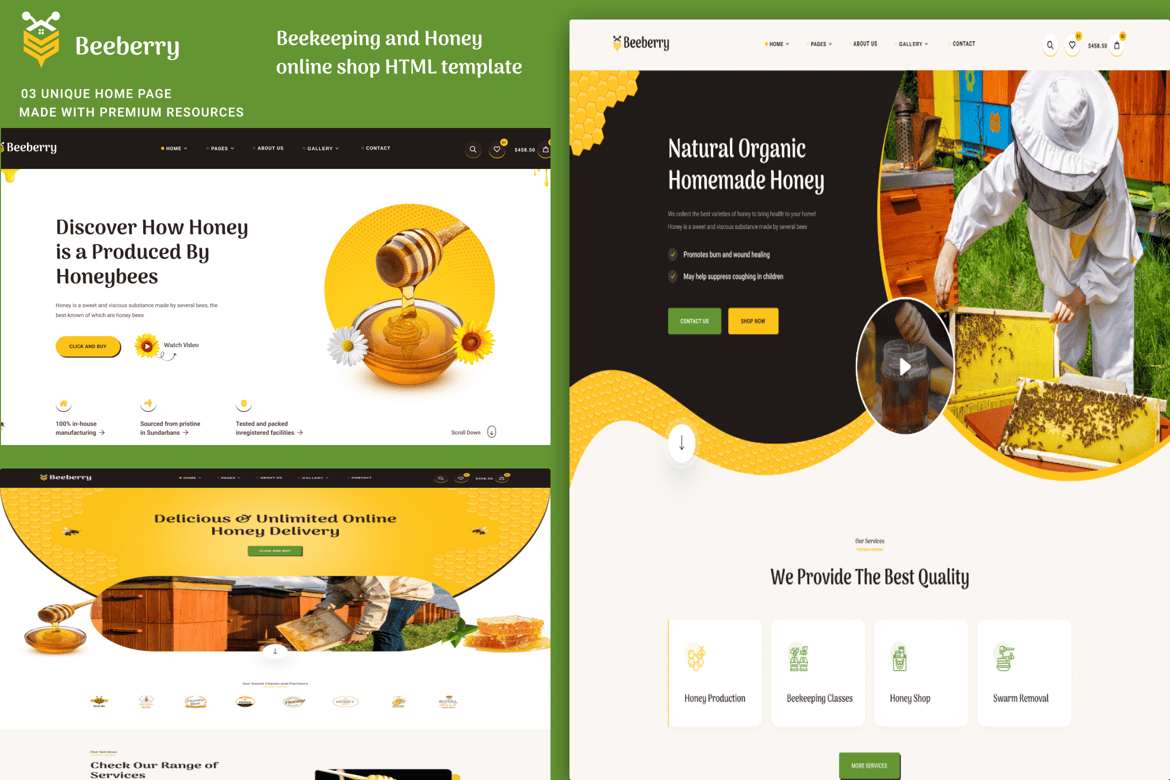 Template Website BeeBerry - Solusi Modern untuk Toko Madu dan Peternakan Lebah