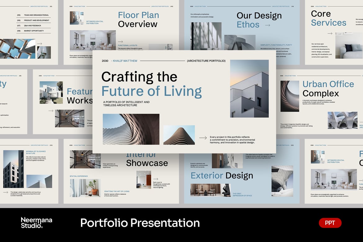 Template Presentasi Portfolio Minimalis Beige yang Elegan