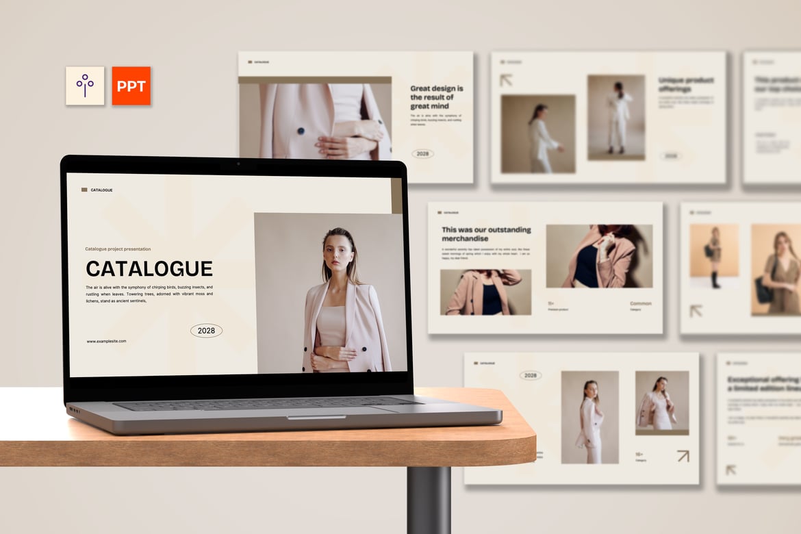 Template Presentasi Fashion Modern Warna Beige yang Elegan