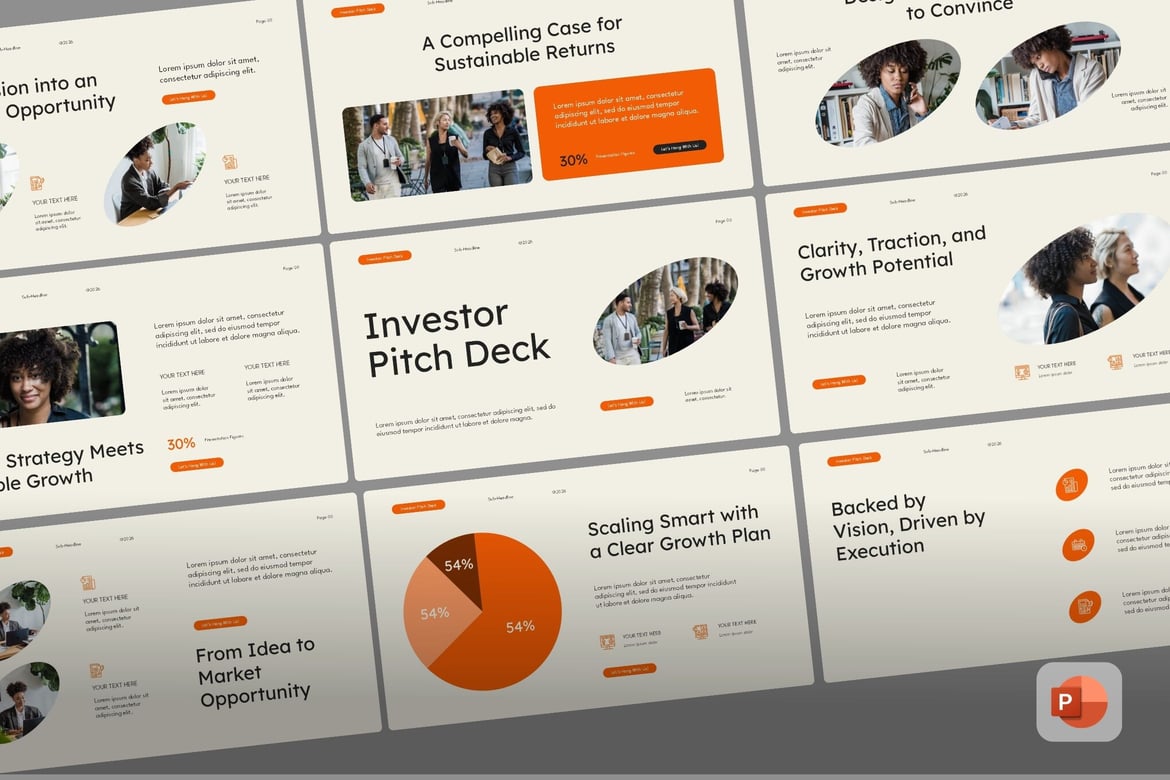 Template Presentasi Investor Beige dan Oranye - PowerPoint yang Menarik