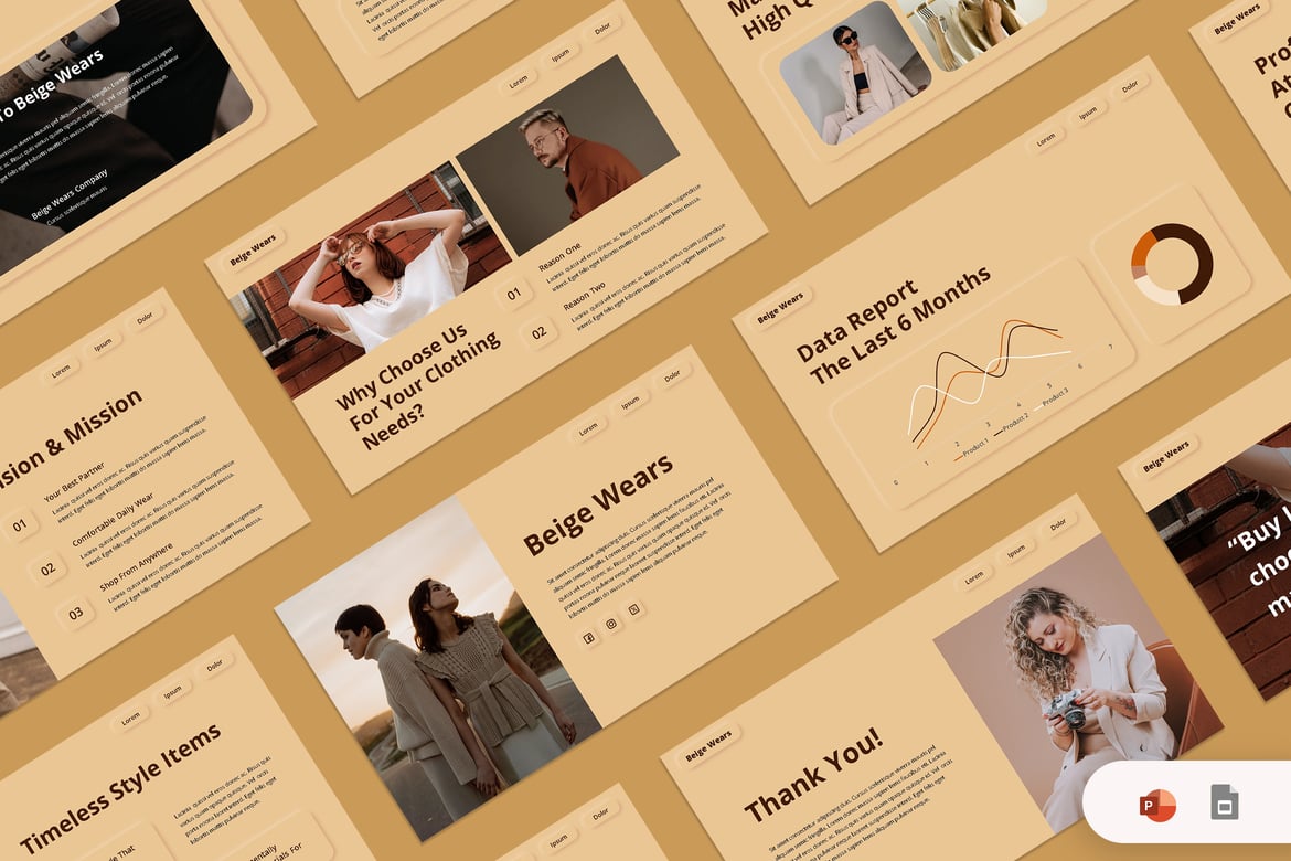 Template Presentasi PowerPoint Beige yang Stylish dan Modern