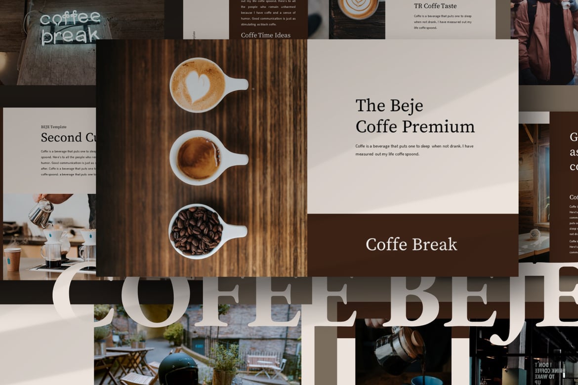 Template Powerpoint Beje Coffee yang Menarik dan Kreatif