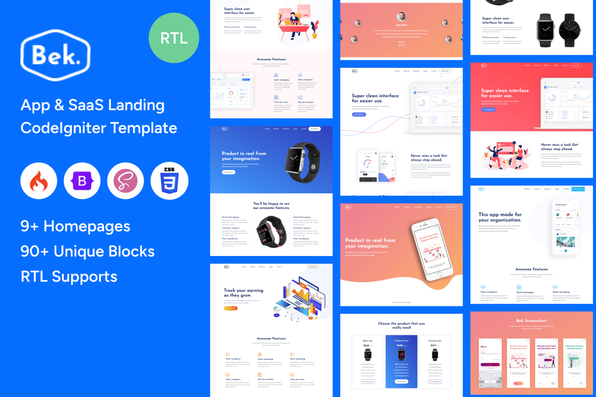 Bek - Template Website CodeIgniter SaaS & Aplikasi Modern