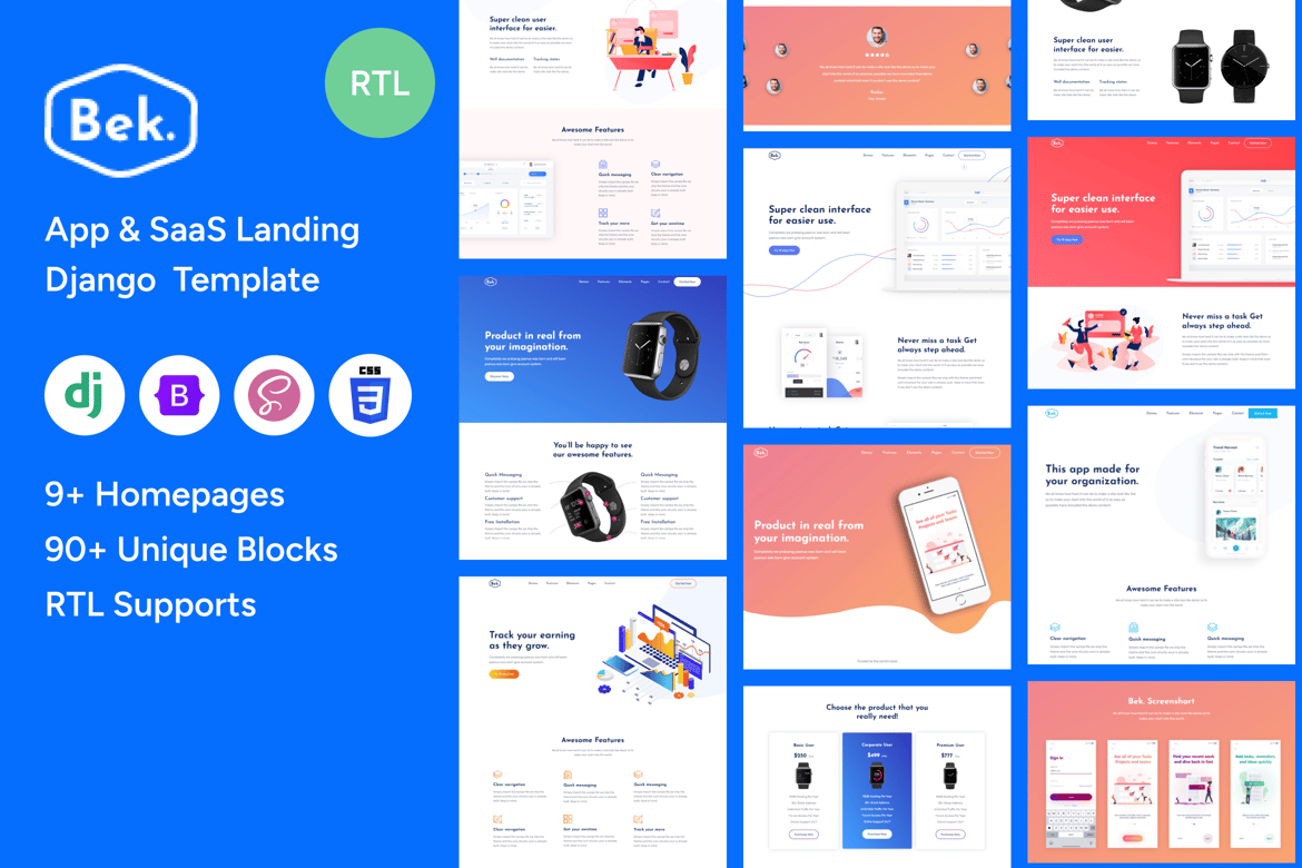 Bek - Template Website Django Saas & Software Modern