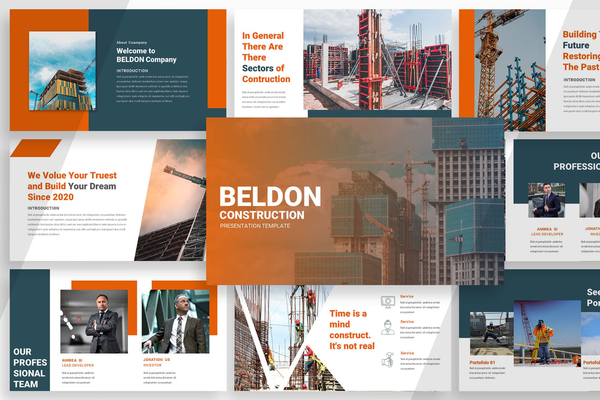 Template PowerPoint Beldon Construction - Solusi Presentasi Profesional