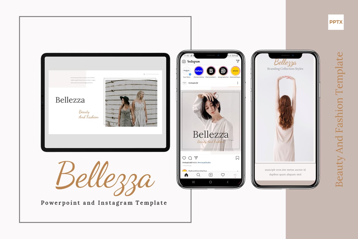 Belezza - Template PowerPoint & Instagram Modern yang Menarik