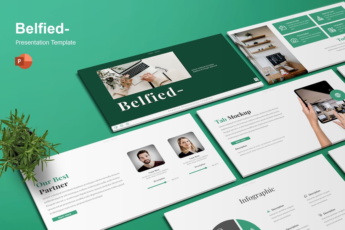 Template Presentasi PowerPoint Belfield yang Menarik