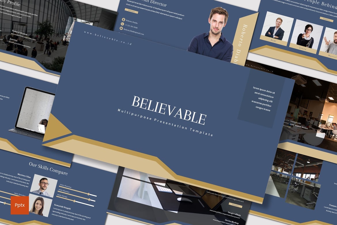 Template Presentasi PowerPoint Believable yang Menarik dan Modern