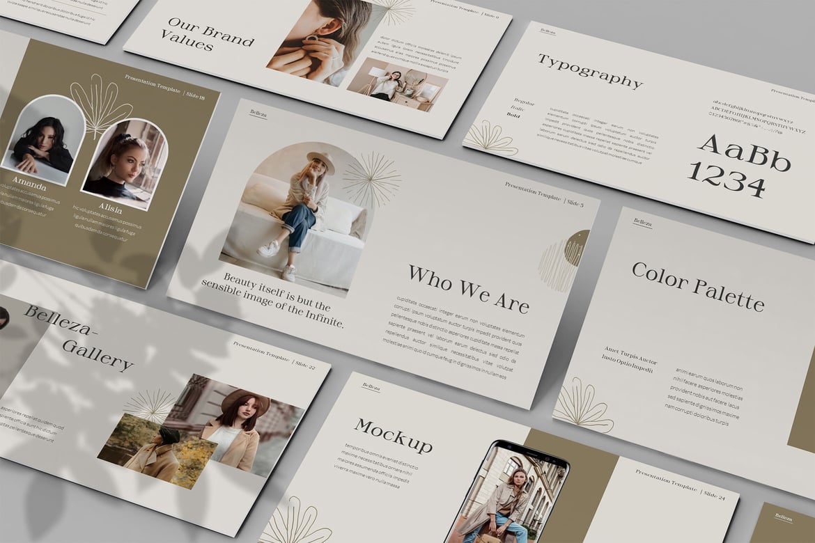 Template Powerpoint Belleza - Desain Modern dengan Nuansa Alam