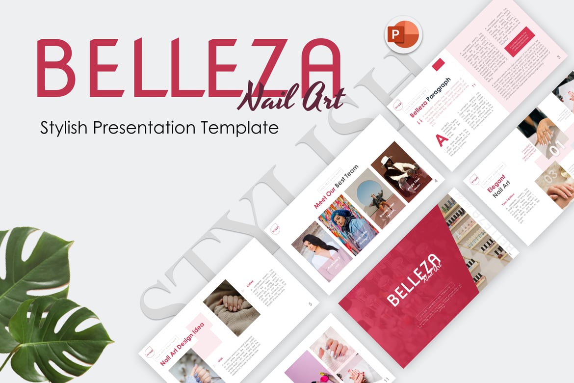 Template PowerPoint Nail Art Belleza yang Kreatif dan Menarik