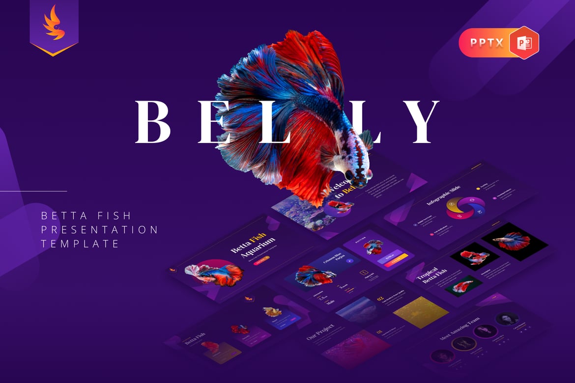 Template Presentasi PowerPoint Belly - Ikan Betta yang Memukau