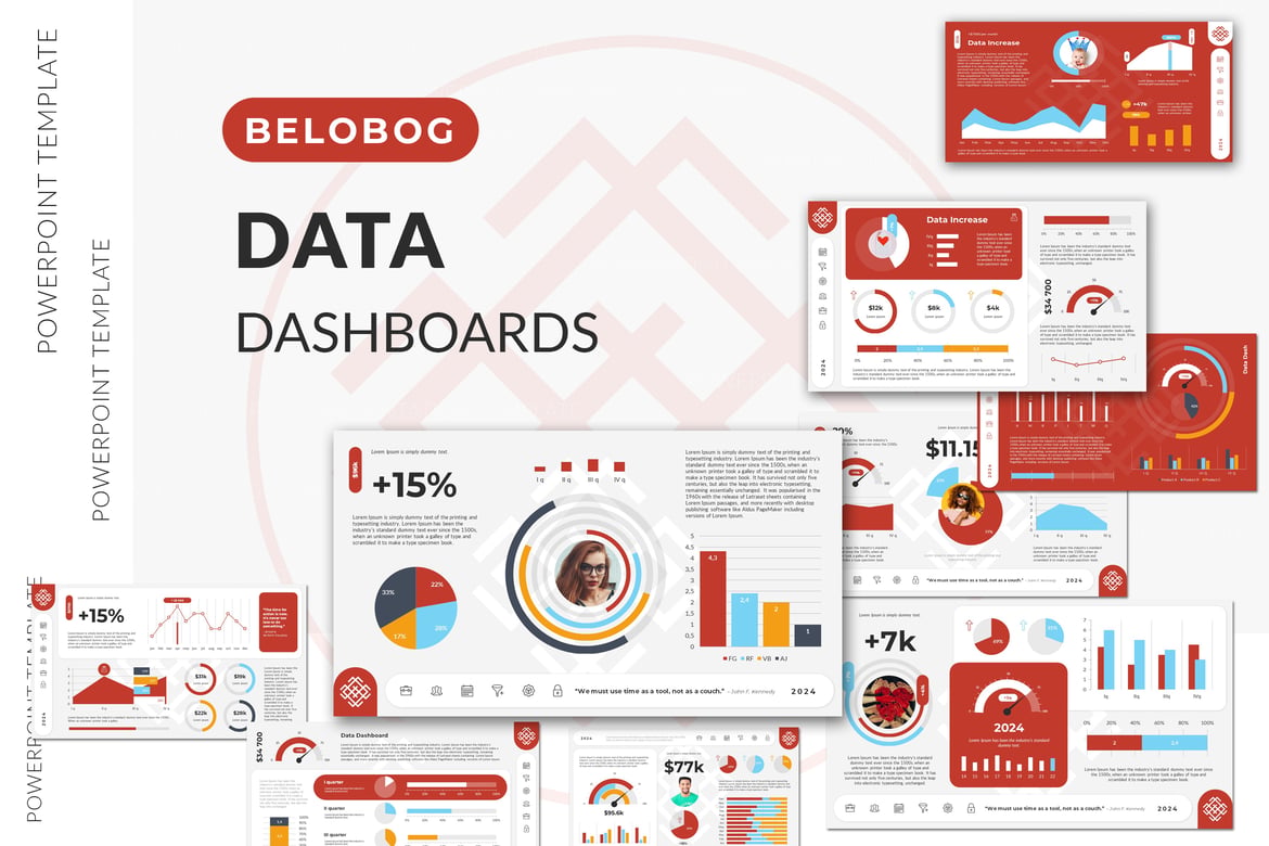 Template PowerPoint Dashboard Data Belobog yang Menarik dan Fungsional