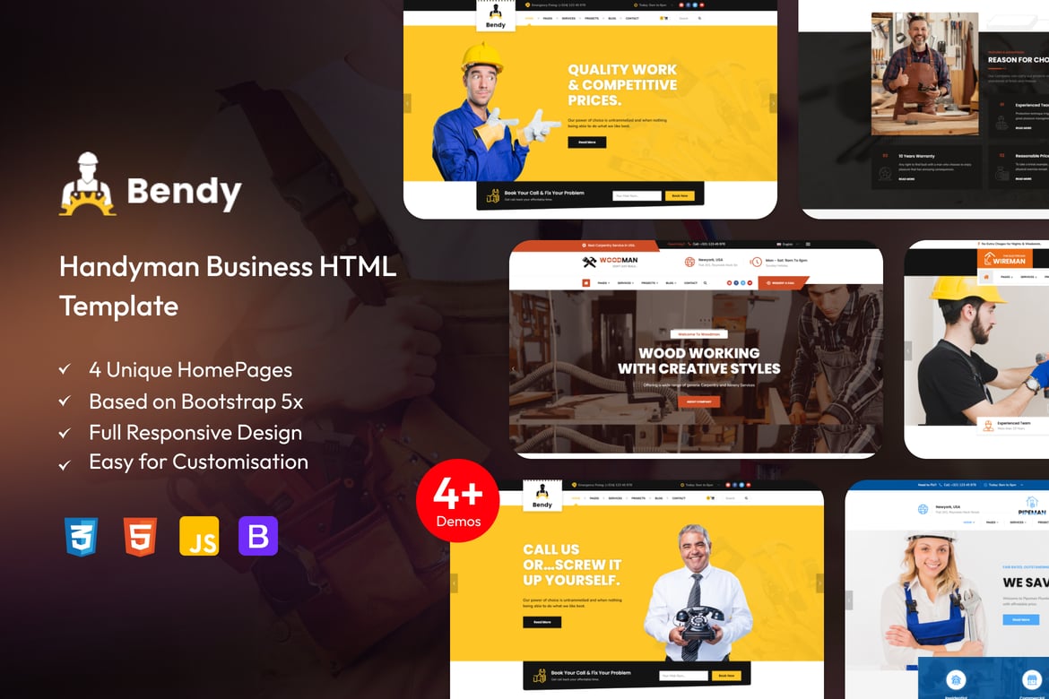 Bendy - Template Website Handyman yang Elegan dan Responsif