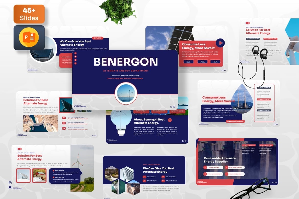 Template Presentasi PowerPoint Benergon - Solusi Daya Alternatif