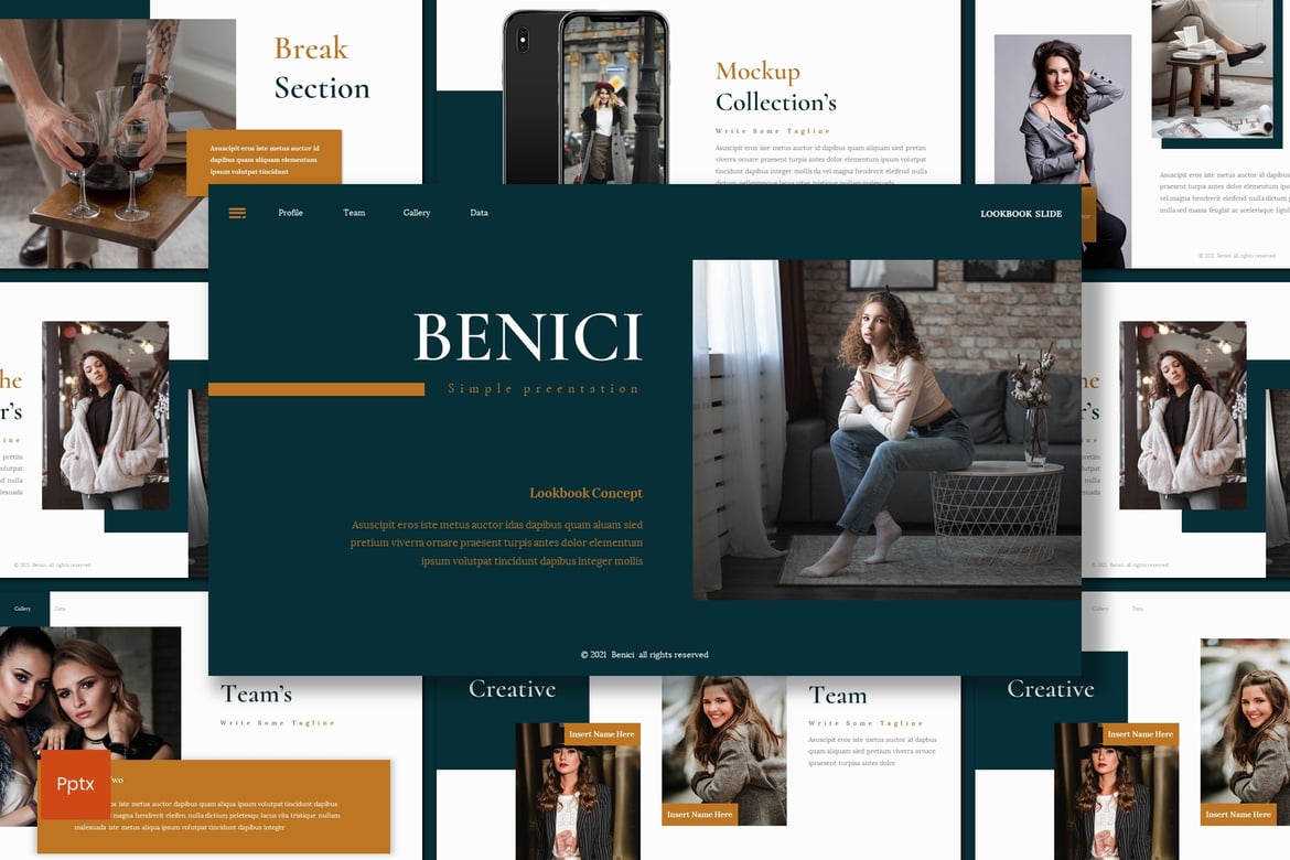 Template Presentasi Powerpoint Benici - Desain Minimalis dan Kreatif