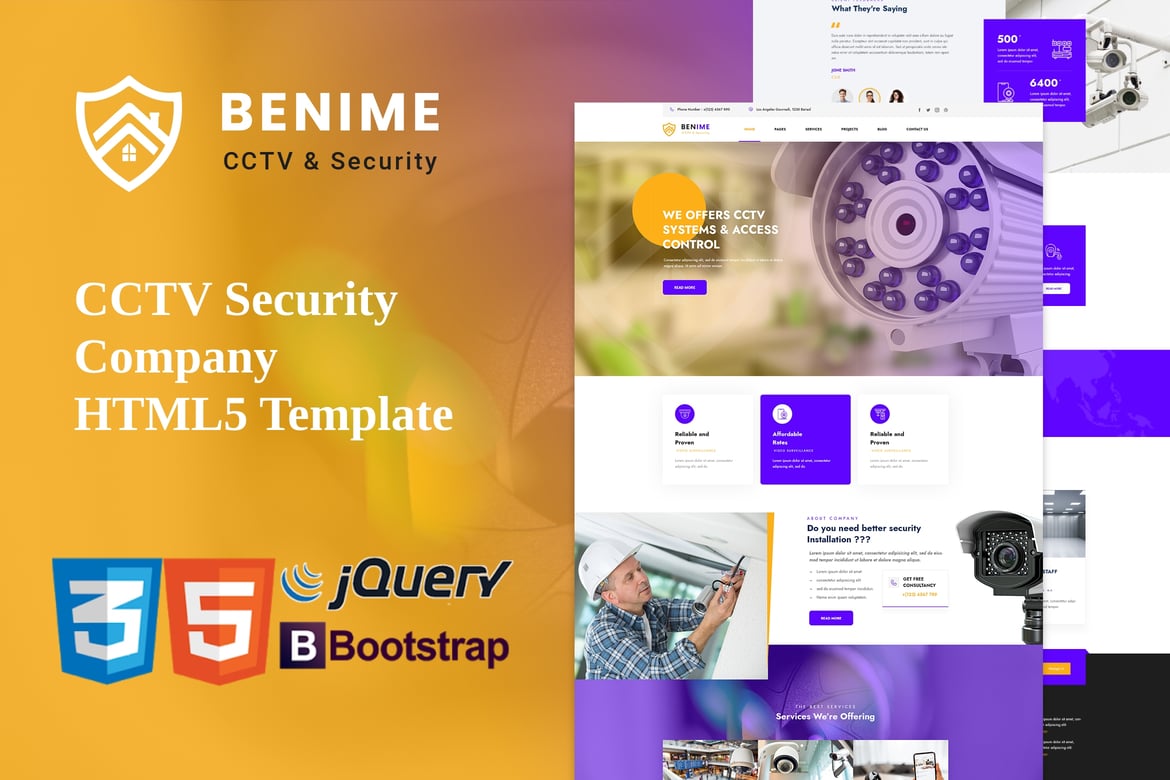 Benime - Template Website Layanan CCTV Modern dan Responsif